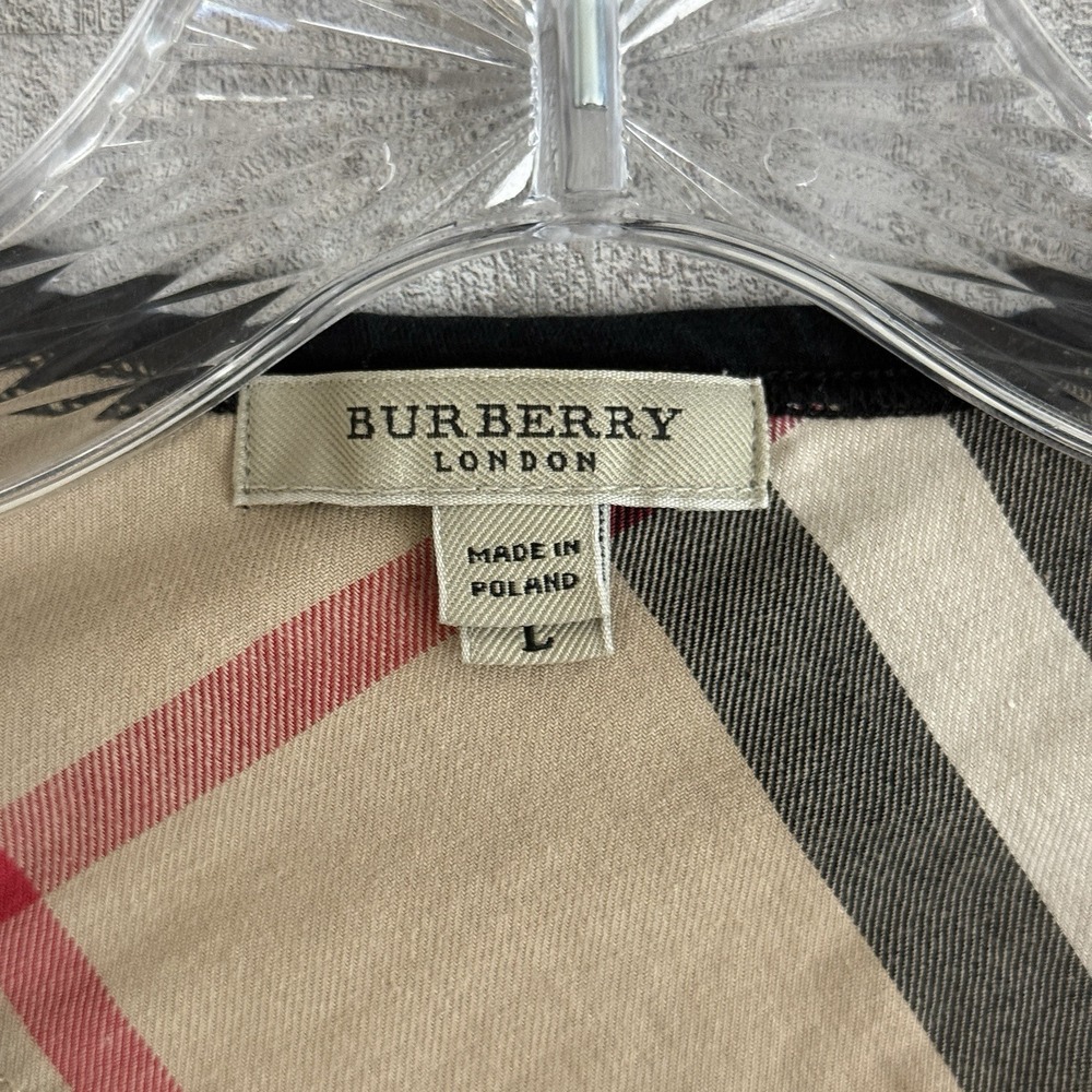 Burberry London Shirt Womens Large Long Sleeve Black Nova Check Elbow Patch READ - Picture 3 of 13